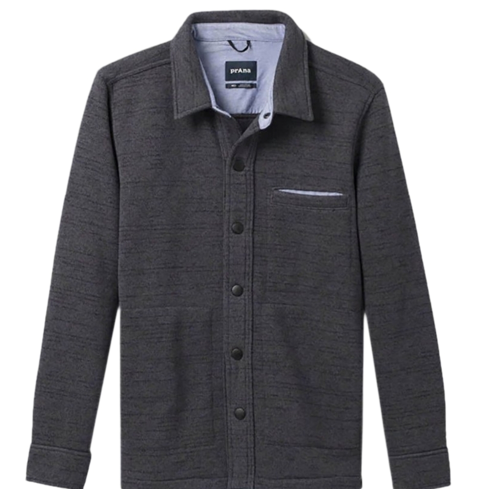 PRANA Men's Tri Thermal Threads Overshirt Jacket XXL Navy Heather Fleece